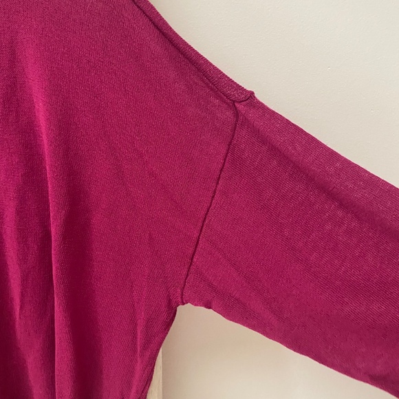 Eileen Fisher Lightweight Tencel Nylon Long Sleeves Magenta Sweater Blouse S/P - Picture 5 of 7